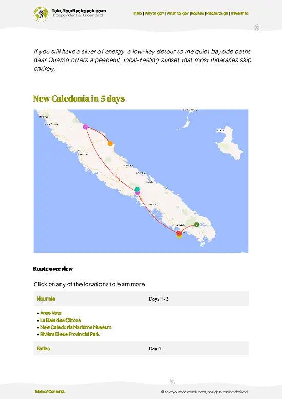 example page 4 from our offline Travel Guide for New Caledonia